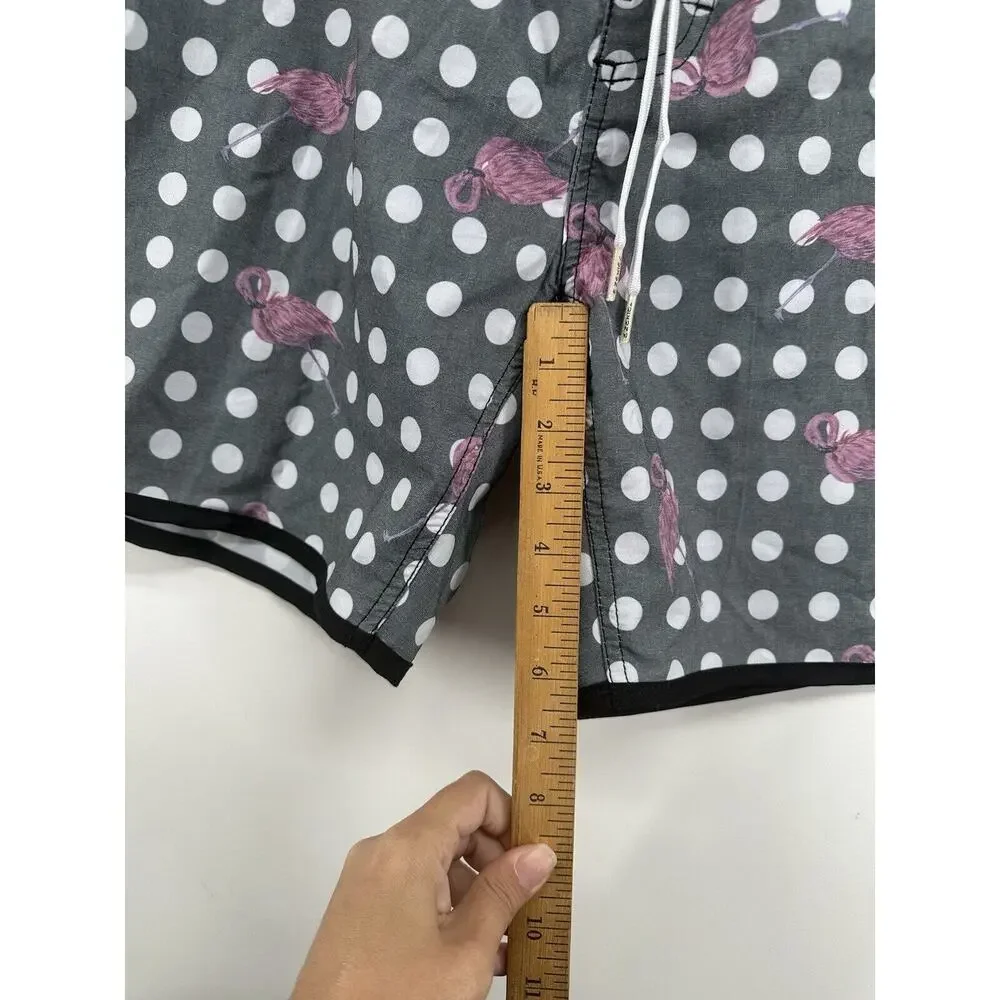 Ezekiel Mens Gray Pink Flamingo Boardshorts Surf Shorts Beach Size 36 Brand New‎